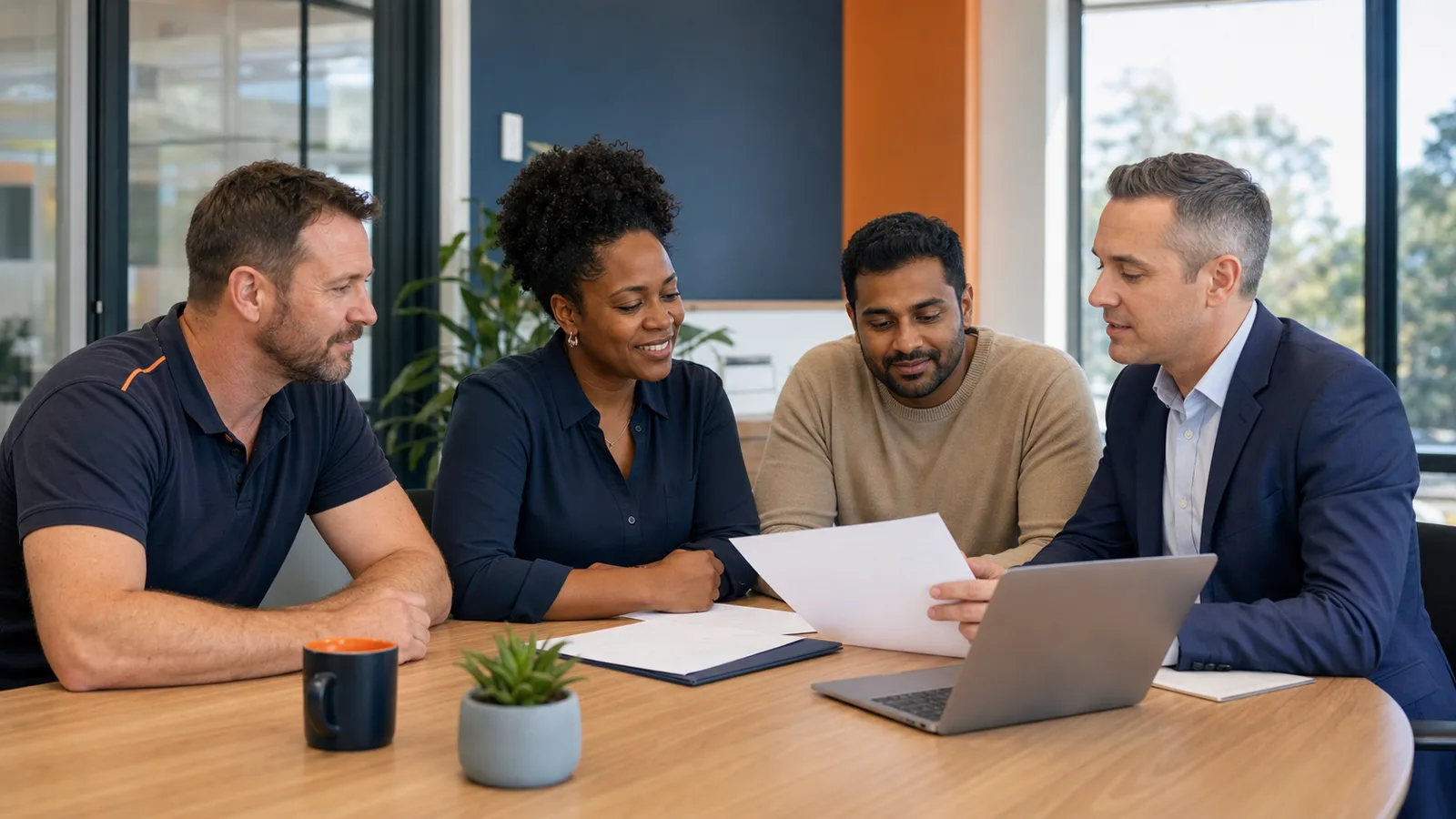 Broker-led insurance document review conversation.
