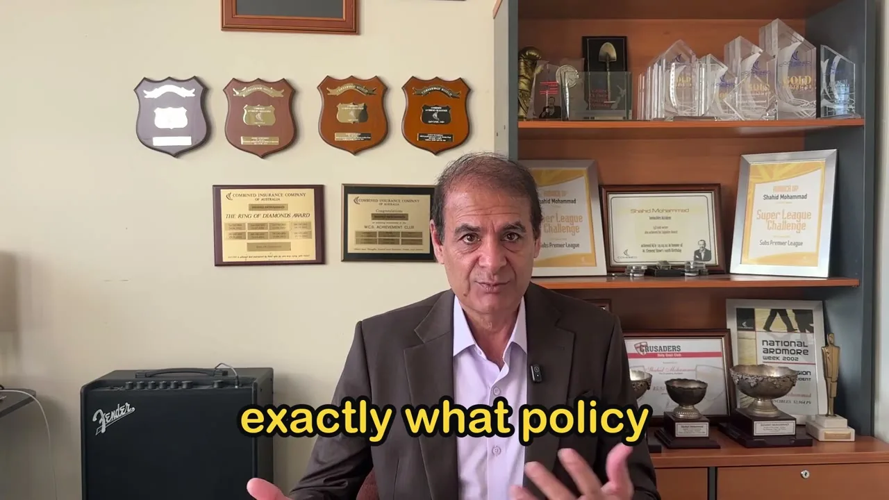 Shahid Mohammad explaining exactly what a life insurance policy covers.
